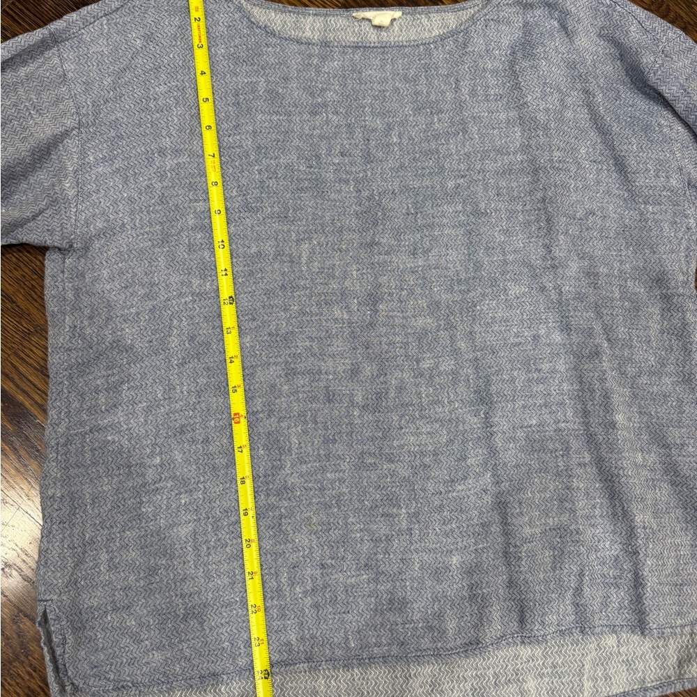 Eileen Fisher Light Blue Linen Boatneck Blouse - Picture 9 of 13